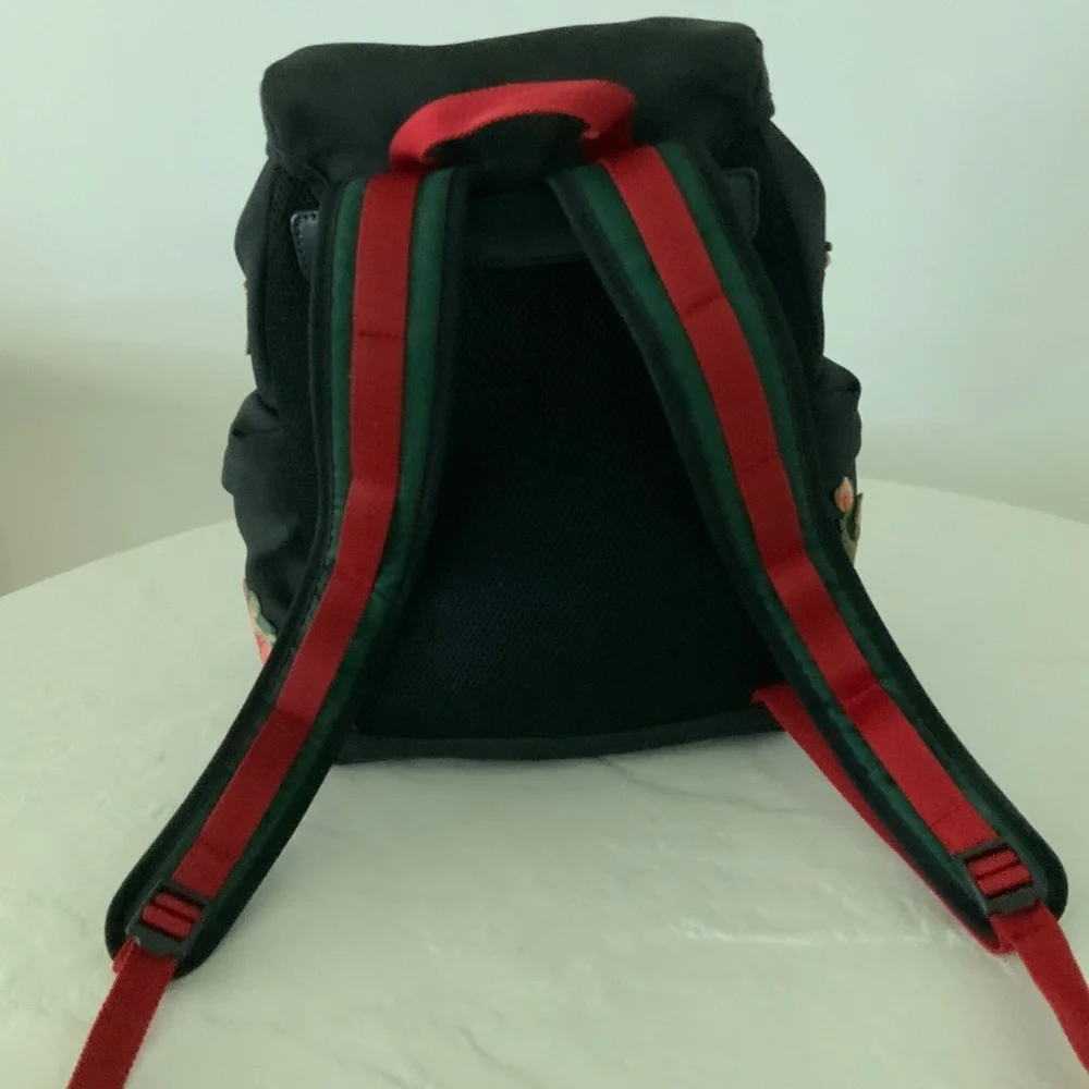 GUCCI L'Aveugle Par Amour Embroidered Canvas Backpack Black AUTHENTIC + Dustbag - Picture 5 of 16